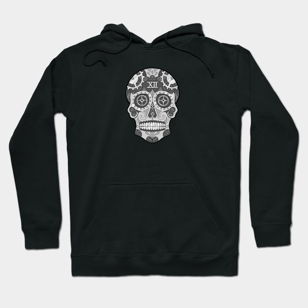 Clockwork Sugar Skull (Gray) Hoodie by AshTulio